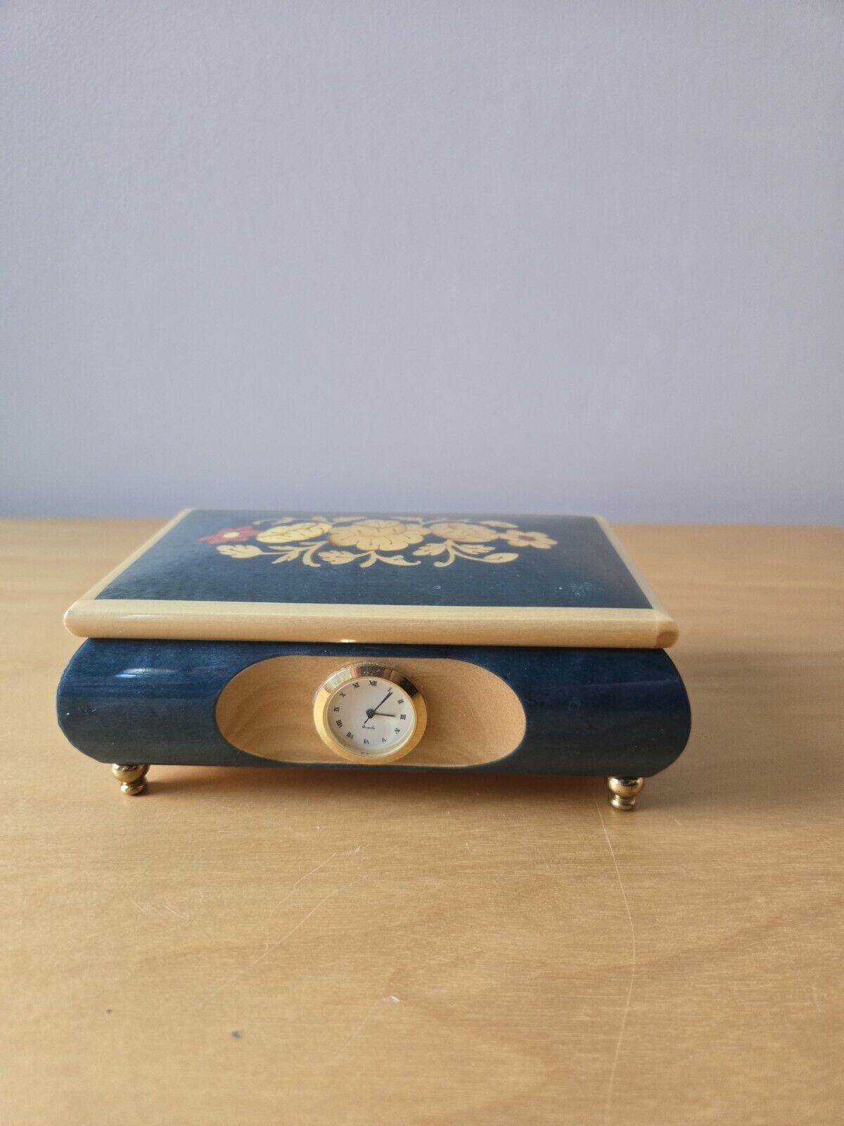 Vintage Music Box with Working Clock, Made in Italy.  
