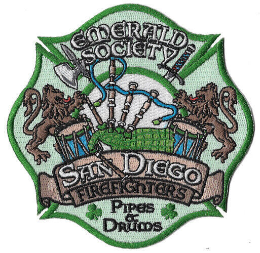 San Diego Pipes & Drums Emerald Maltese Irish Design Fire NEW Patch .