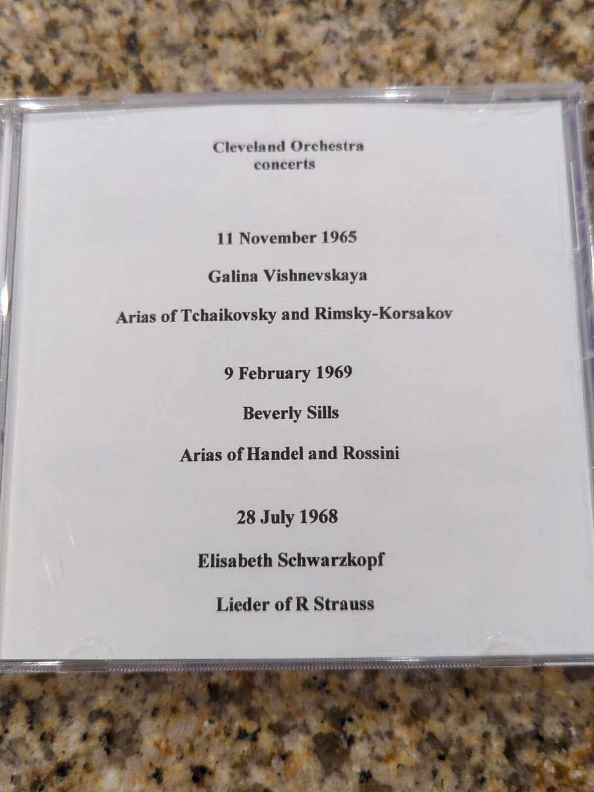 Rare Live Opera Recording CD 1772 Vish
