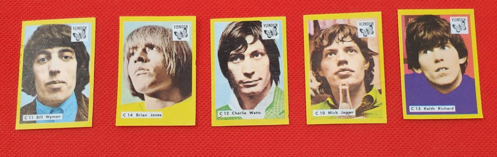The Rolling Stones Set of 5 1967 Holland Matchbox labels Music Trading Cards