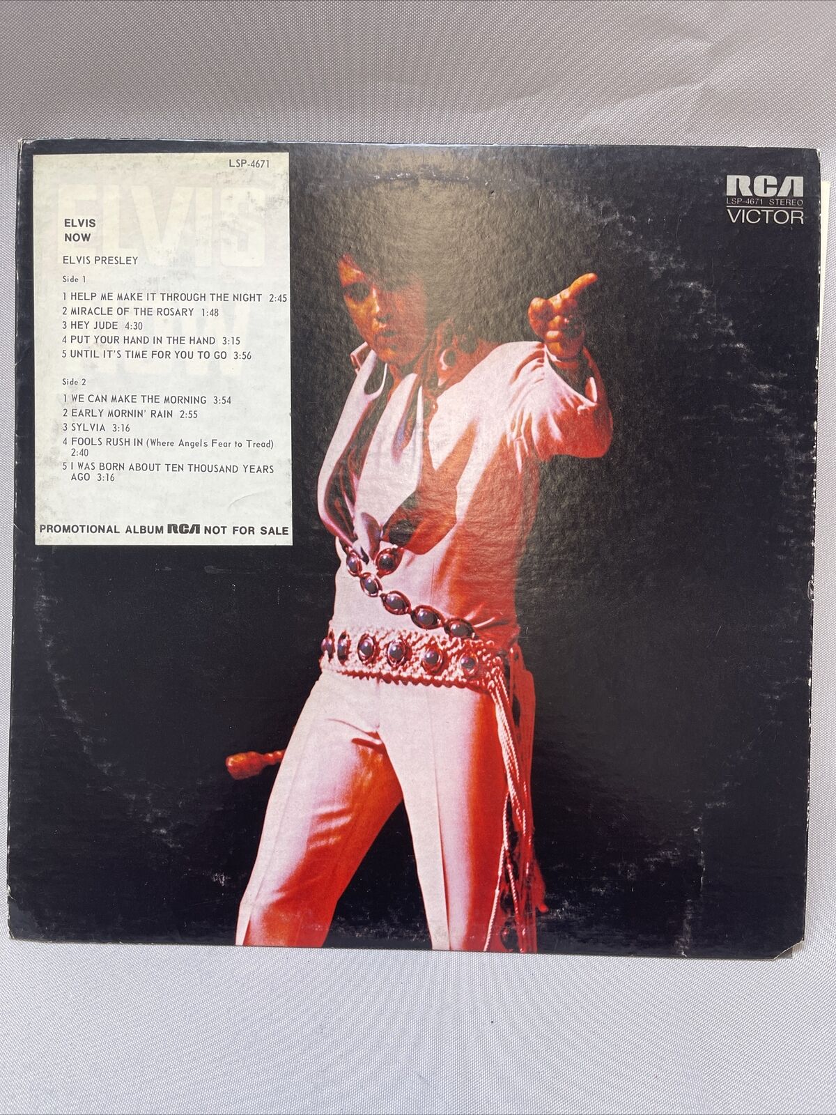 Elvis Presley Elvis Now Vinyl Record Rare Radio Promo w/ Timing Strip LSP-4671