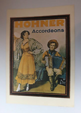 M. Hohner Accordions Vintage Litho Poster 12x17 Lithograph 1972 Tambourine Lady picture