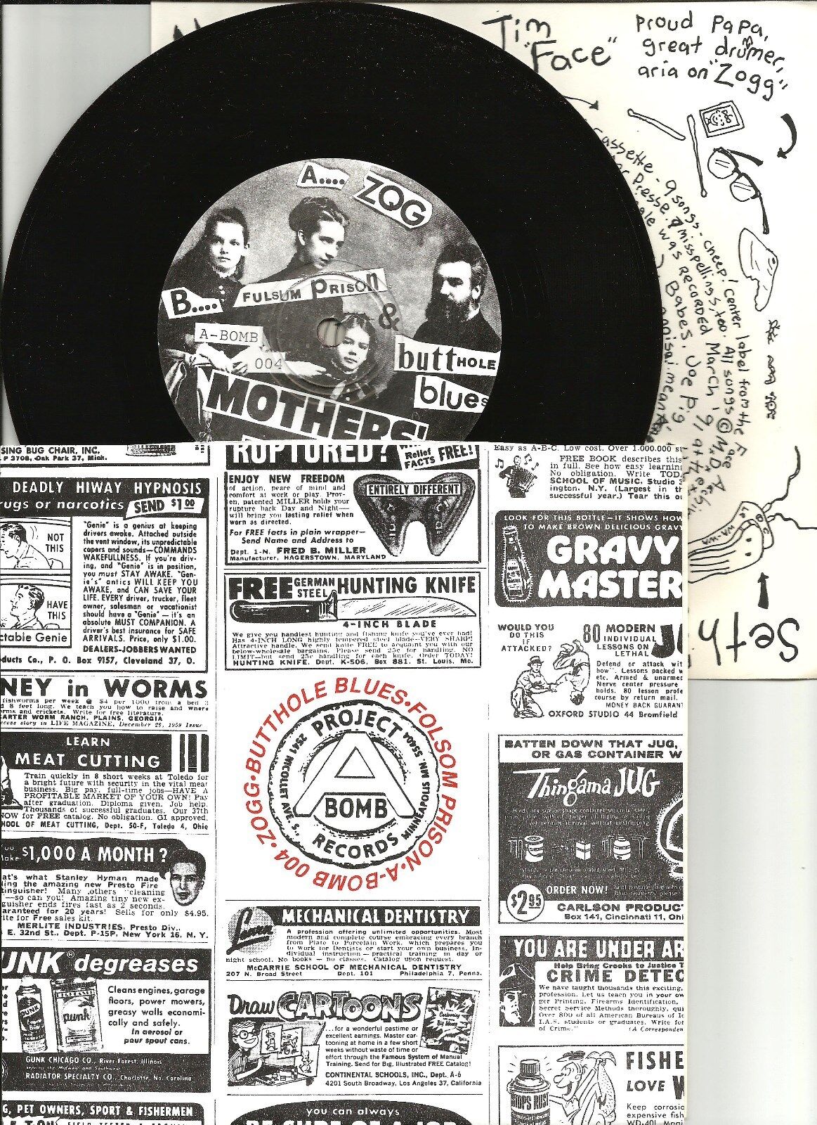 MOTHERS DAY Zog 3 UNRELEASE TRX 7 INCH Vinyl w/ JOHNNY CASH TRK Folsom Prison
