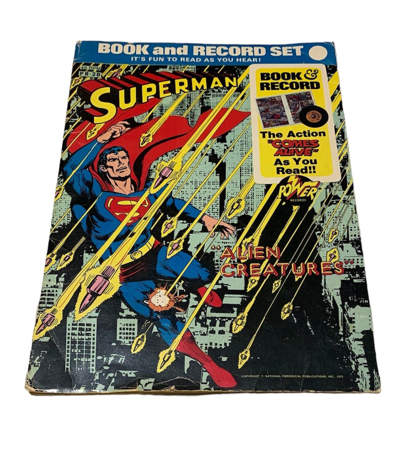 Vintage Superman ALIEN CREATURES COMIC Book & Record Set 1973 With Vinyl