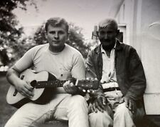 Guy Playing Guitar with Older Man Next to Him Original Vintage Photo picture
