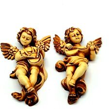 Vintage Musical Cherub Angel Wall Hangers Set Of Two picture
