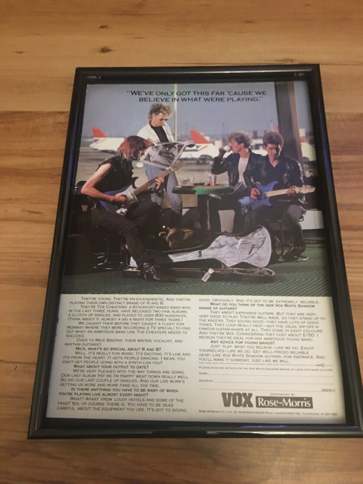 THE CHEATERS VOX AMPS-1984 framed original advert