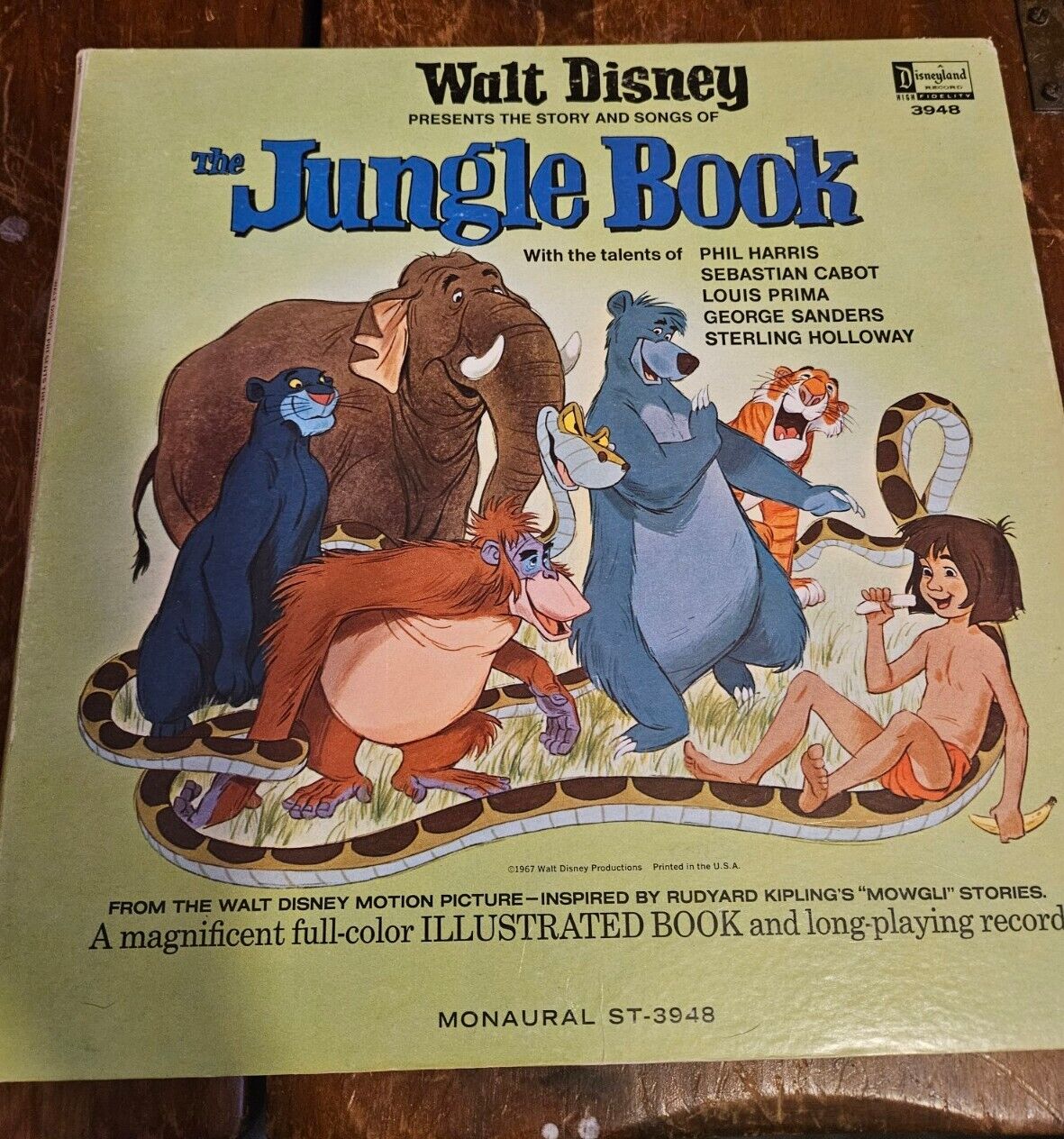 Vintage 1967 Walt Disney - The Jungle Book Vinyl Record w/ Booklet 3948 VG+