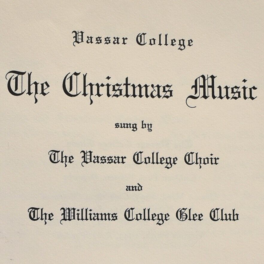 Vintage 1942 Christmas Music Vassar College Choir Williams Glee Club Program