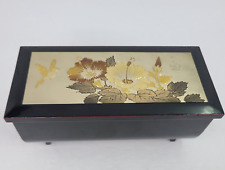 Vintage Chokin Japanese Music Box Hummingbirds Flowers Chokin Gold Jewelry Box picture