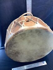 Large 14” Handmade Stretched Rawhide Indian Drum Instrument J. Rowe Made 7/11/95 picture