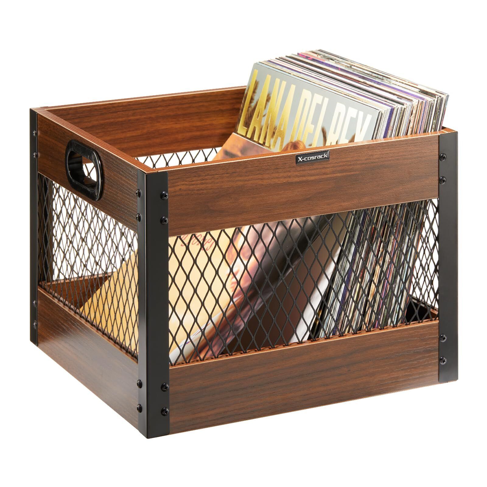 X-cosrack Vinyl Record Storage Crate, Wooden Lp Album Shelf Vinyl Storage Cube O