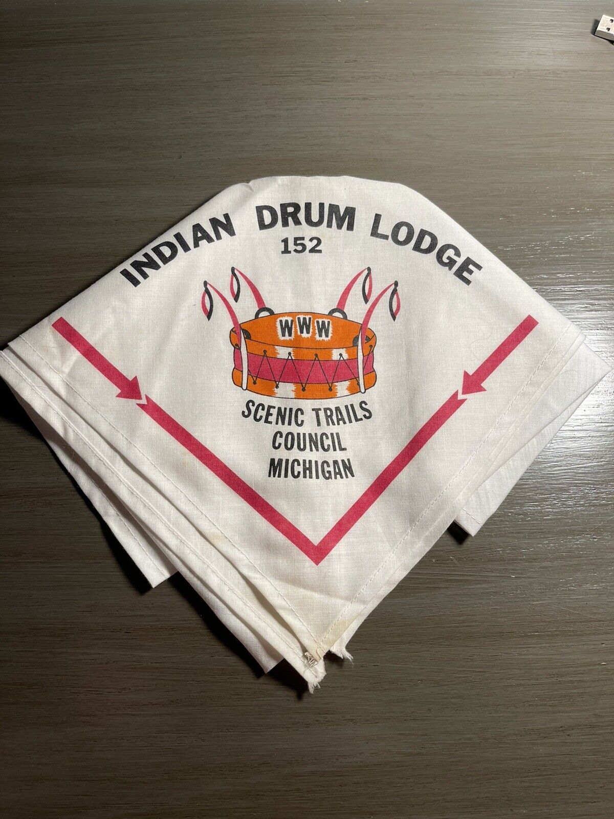 Indian Drum 152 OA Lodge Neckerchief Scenic Trails Council Michigan Boy Scout MI
