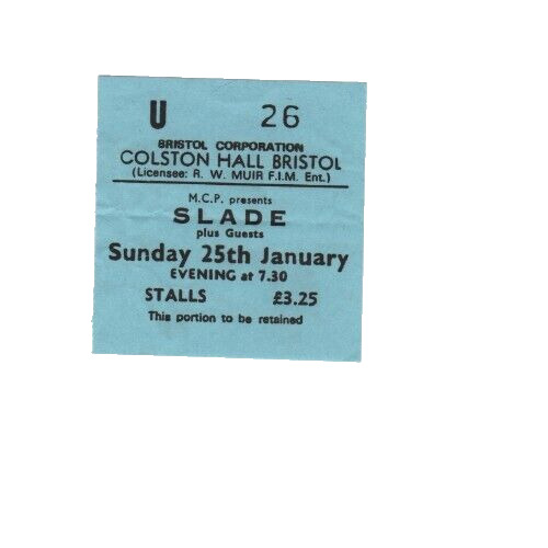 Slade Concert Ticket 1981 Colston Hall Bristol Vintage Rock