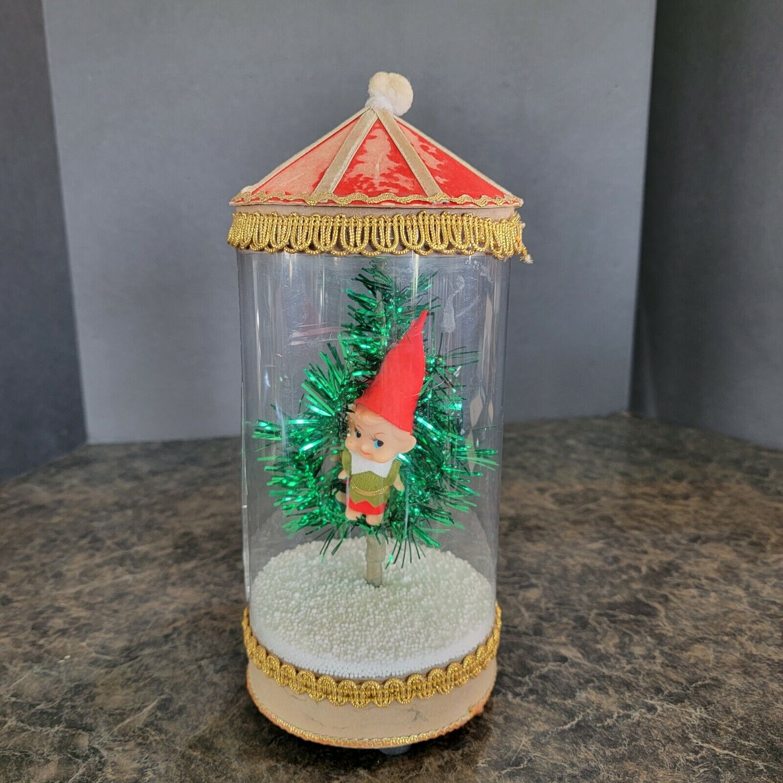 Vintage pixie elf santa music Snow Is Christmas décor 1960s ?  wind up Rare 