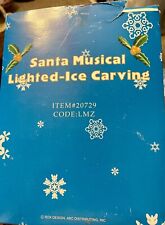 Vintage 8.25” Tall Santa Claus Musical Lighted Merry Christmas Ice Carving picture