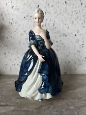 VINTAGE MUSIC BOX Figurine Lady In Blue Dress Made By RK JAPAN, picture