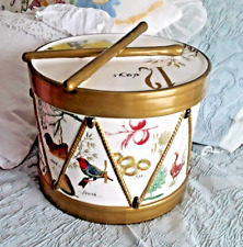 Williams Sonoma 12 Days of Christmas Drum Cookie Jar gold trim picture