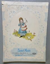 Vintage 1970s Stuart Hall 20 Sheet Notepad “ SWEET MUSIC” Girl Playing Drums picture