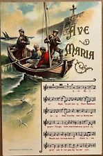 Men in Boat Ave Maria Religious Hymnal Sheet Music Song Vintage Postcard 1908 picture