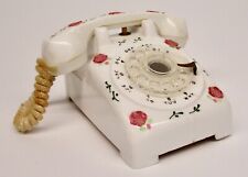 Vintage rotary phone telephone toy music box small Pop goes the weasel song rose picture