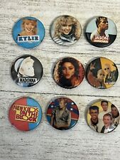 9 x Vintage / Small Button Pin Back 80s Music Badges Retro Bundle Job Lot picture