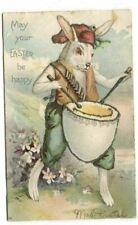 Easter Postcard Rabbit Playing Egg Drum  picture