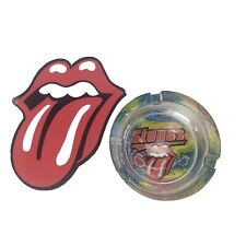 The Rolling Stones round glass graphic ashtray &  Concert Tour Memorabilia picture