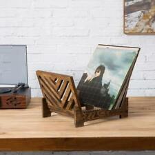 Vintage Dark Brown Wood Vinyl Record Holder/ Album Storage Display Box Crate picture