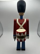 Vintage Kay Bojesen 8.5” Danish Wooden Toy Soldier With Drum From Denmark picture