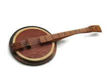 Wooden Banjo With Strings Brown Decorative Crafting Piece picture