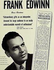 Vintage Music Print Ad FRANK EDWINN Baritone 1949 Booking Ads 13 x 9 3/4 picture