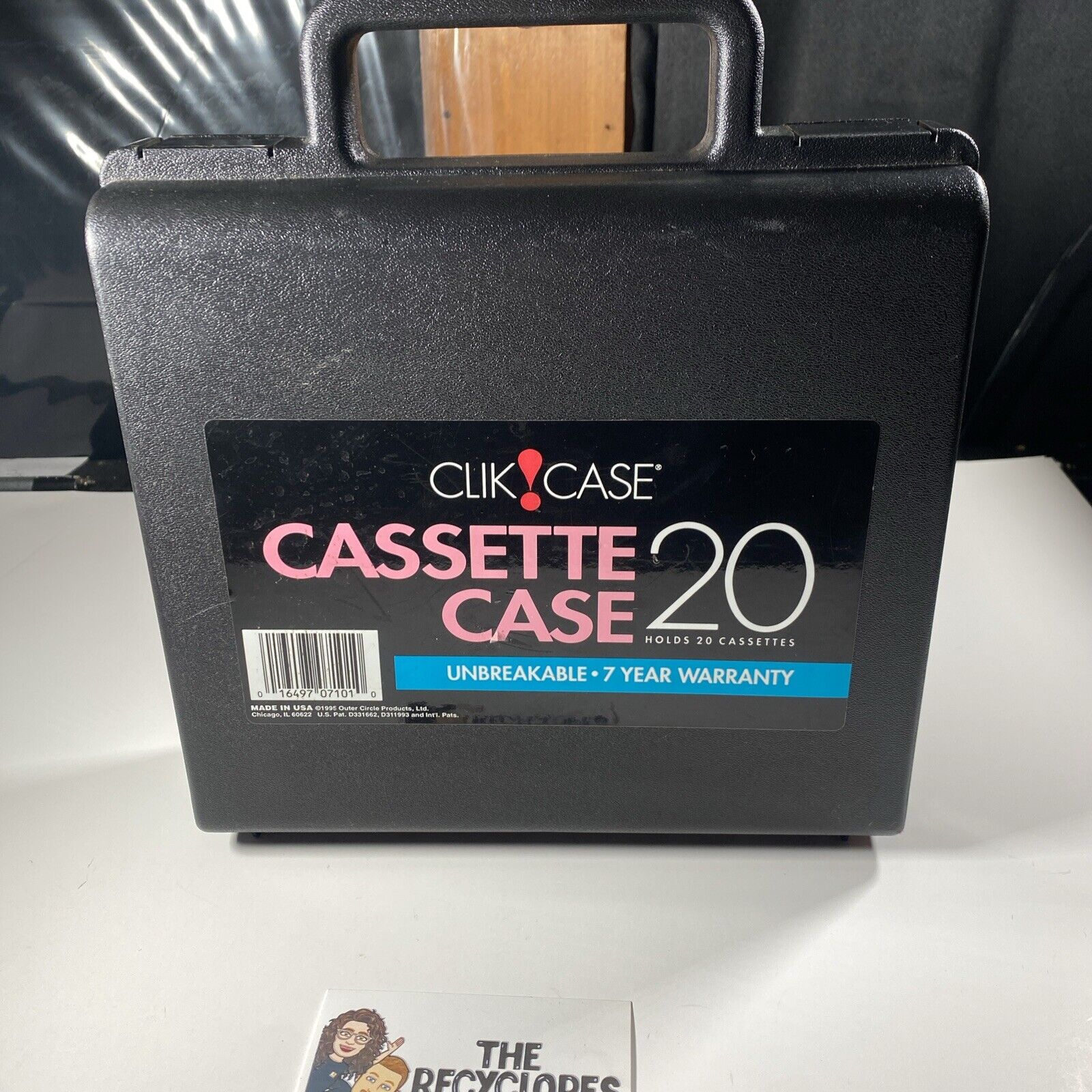Vtg Clik Case Plastic Cassette Storage Black Carrying Case 20 Tapes Snap Closure