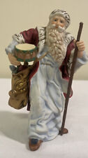 Vintage Old World Santa Figurine 1983 with Bag of Toys Drum Doll Beard picture