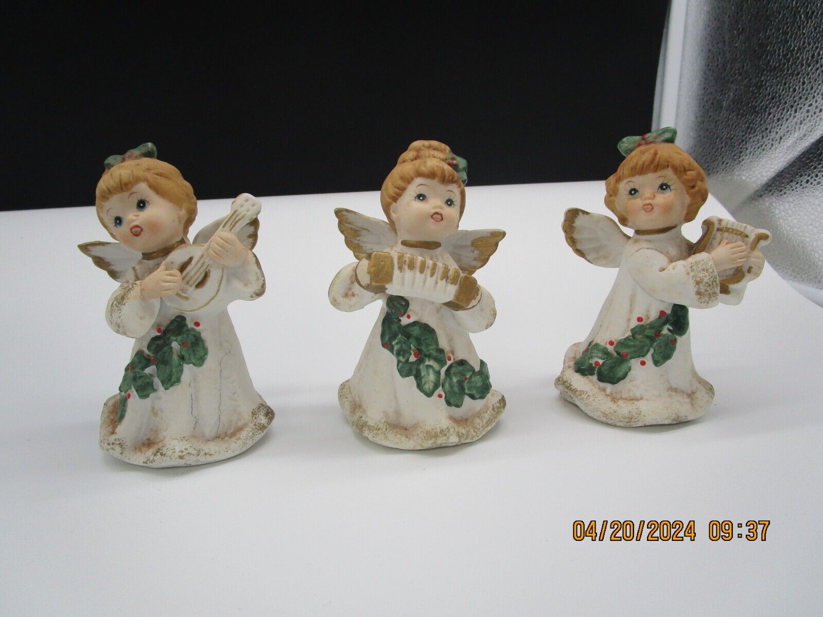 Homco Vintage Lot of 3 Porcelain #5252 Holly Barry Angels.