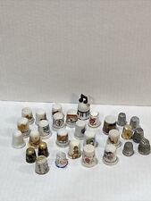 Lot Of 30 Vintage Thimbles Porcelain Ceramic And Metal States Music And More picture