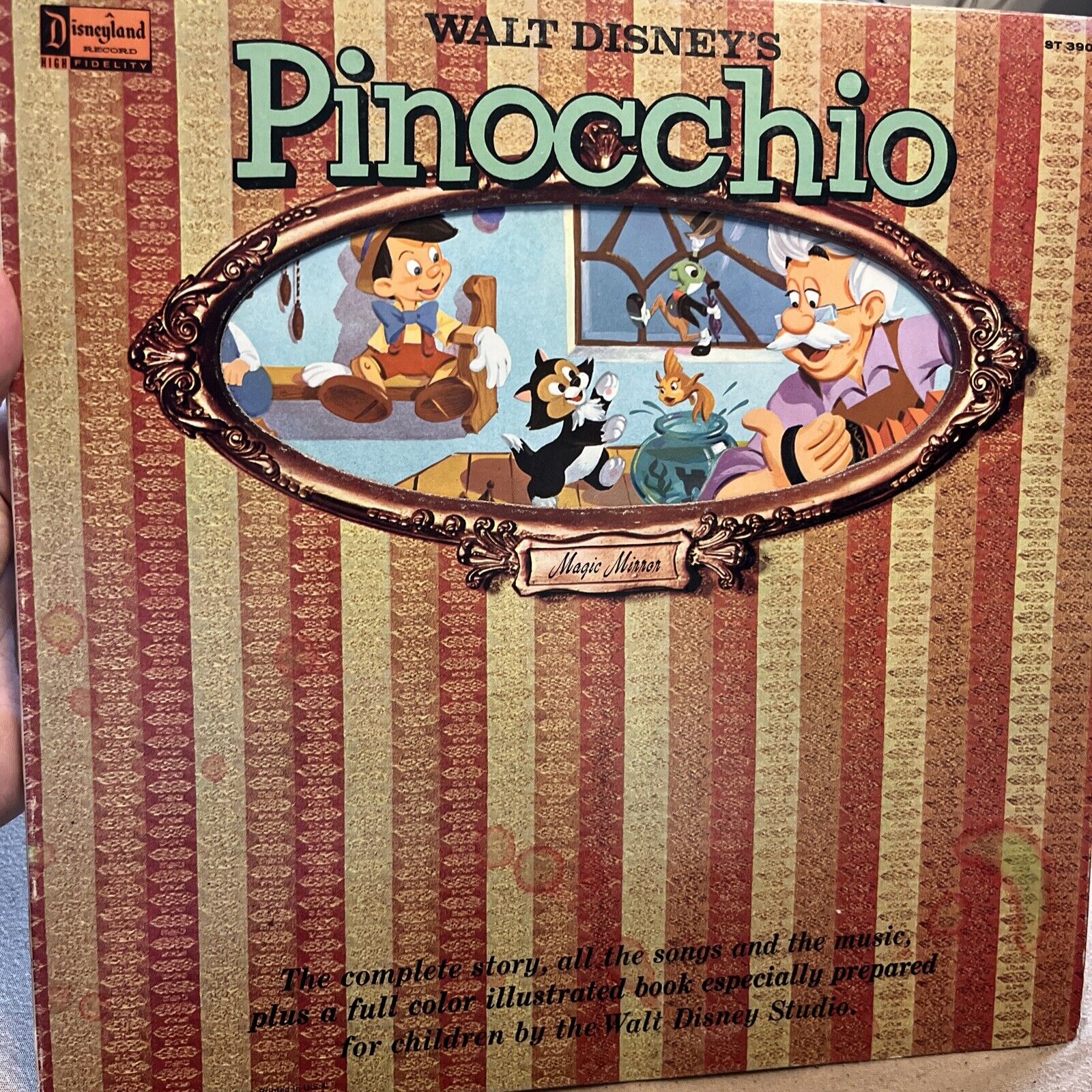 Vintage 1962 Pinocchio Walt Disc LP Vinyl Jacket  and Storybook 3905 No Record