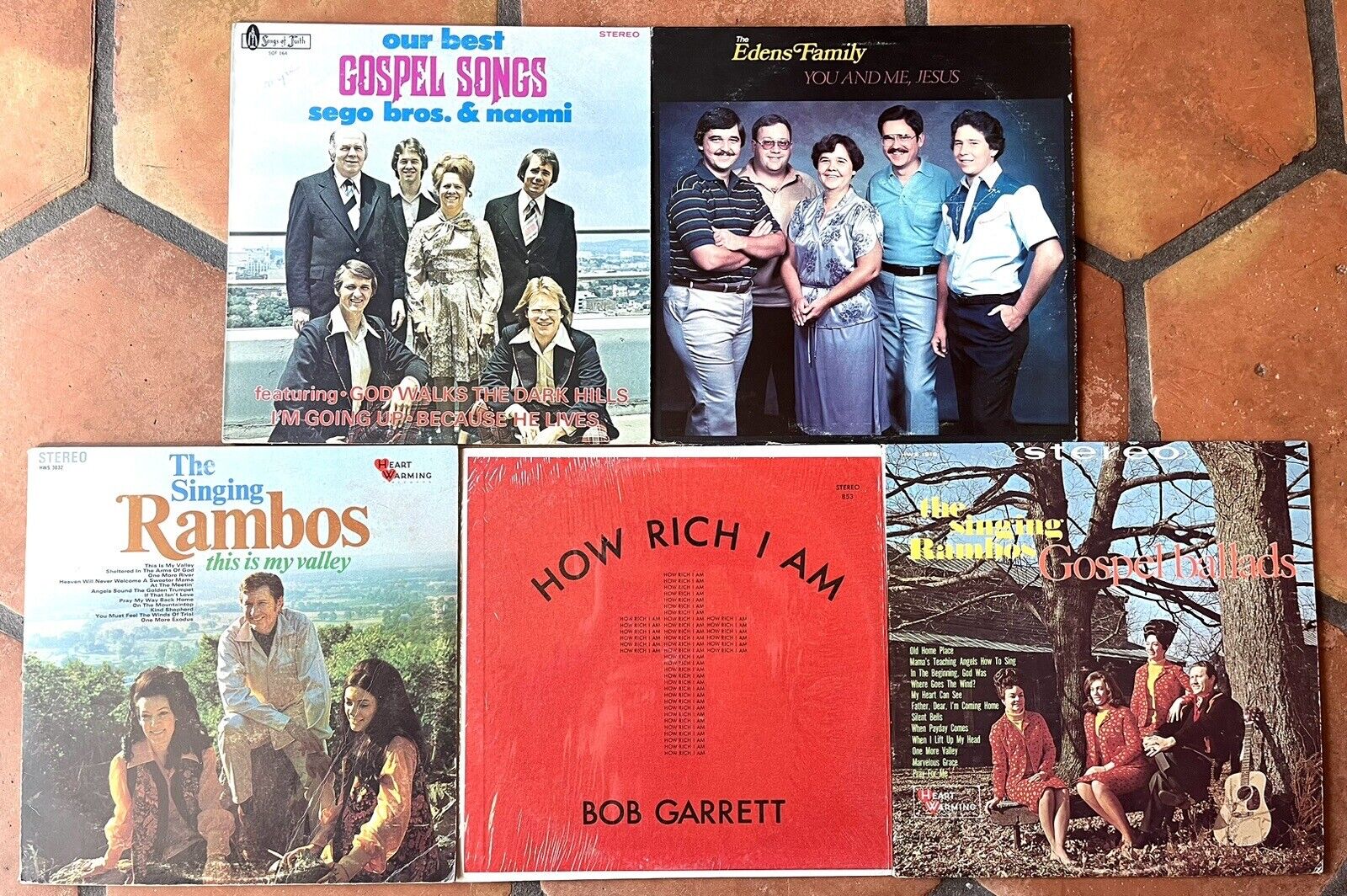 5 Vintage Southern Gospel Christian Music Vinyl Records VG+ Rambos Rare