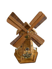 Vintage Bamboo Wood Windmill Music Box Bank &Thermometer Office  Home Décor picture