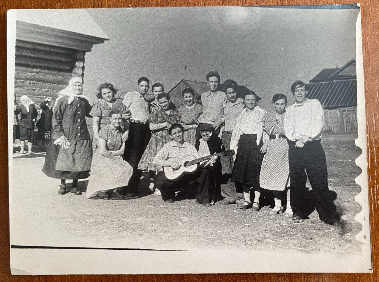 Handsome Guy with Guitar, Boys and Girls on the Street Vintage photo