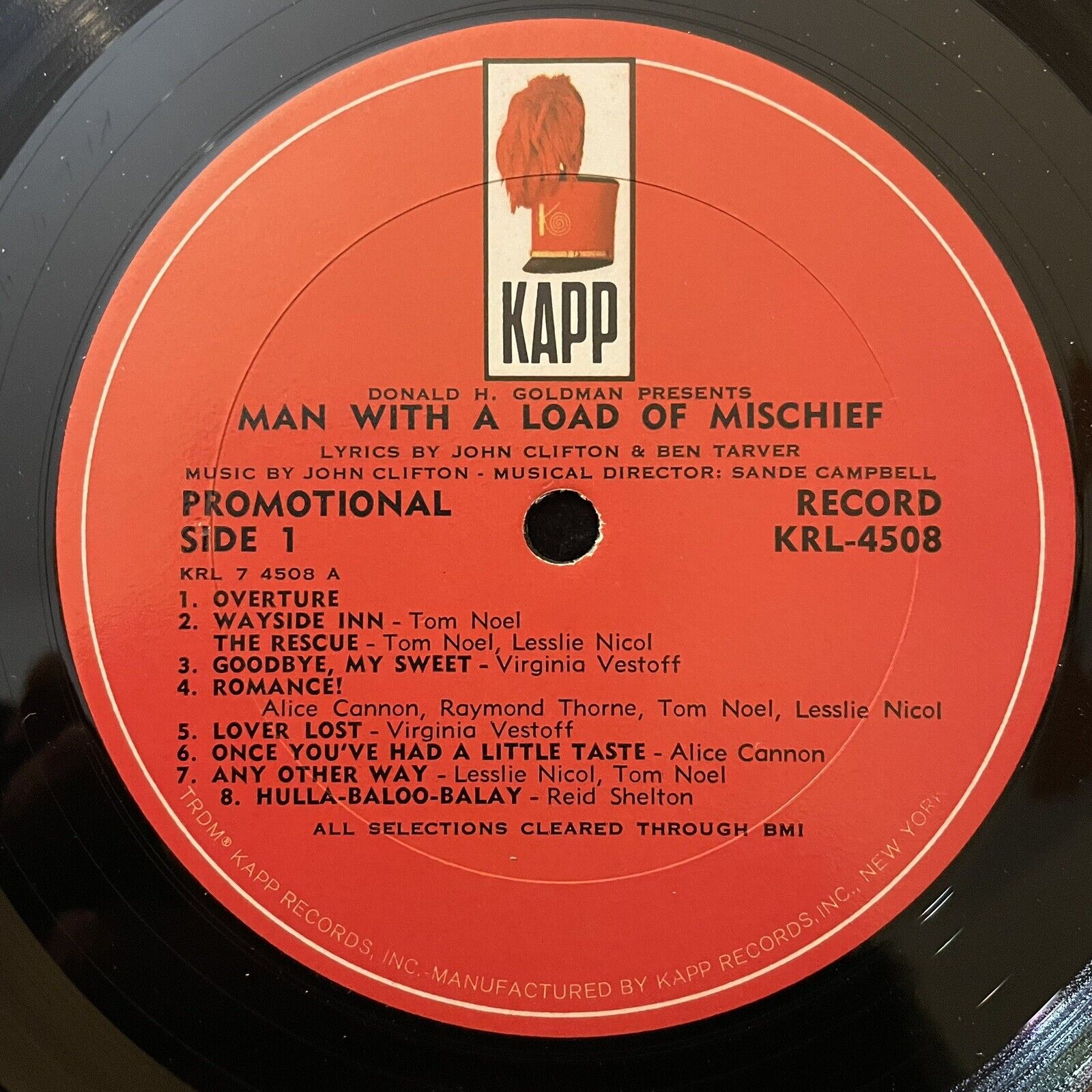 Man With A Load of Mischief 1966 RARE PROMO Original Cast LP - EX