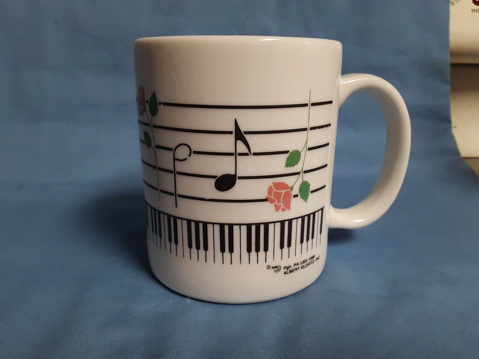 Musical Notes Staff Mug Cup Coffee Tea Design Albert Elovitz 1988 Teacher Vtg
