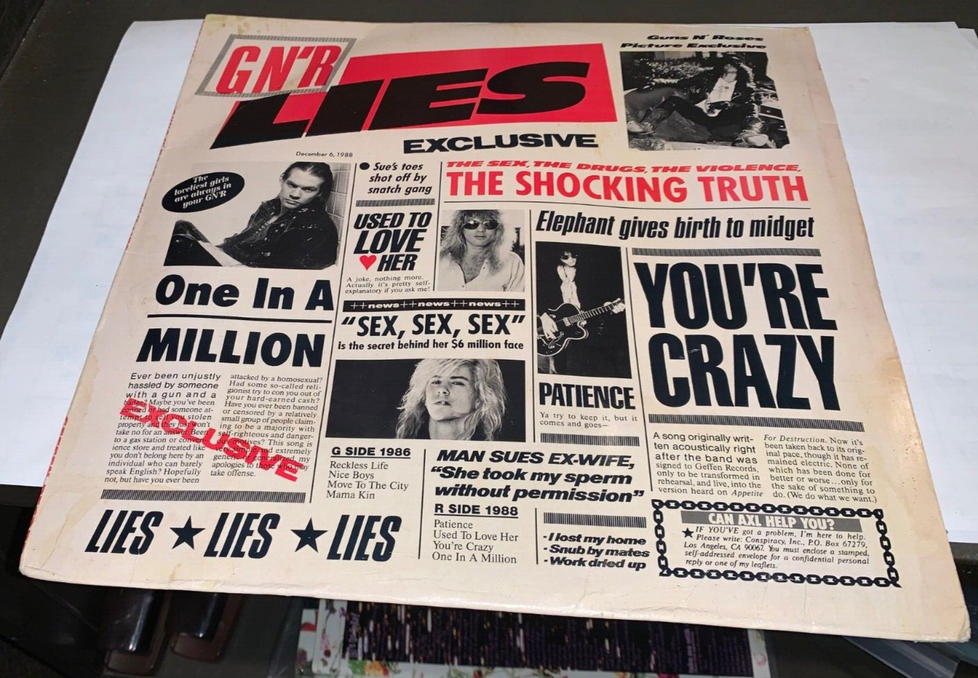 Guns N\' Roses G N\' R Lies GHS 24198 1988 Censored 1st Press  Live Like A Suicide