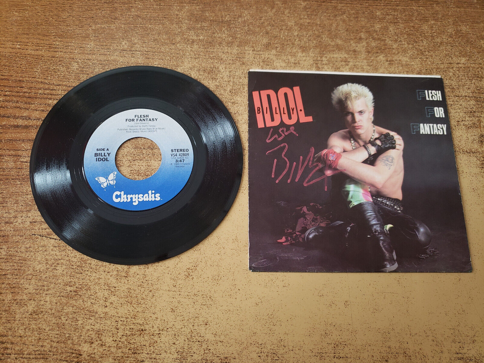 AUTOGRAPHED 1980s MINT-EXC Billy Idol Flesh For Fantasy/THE DEAD NEXT 42809 45
