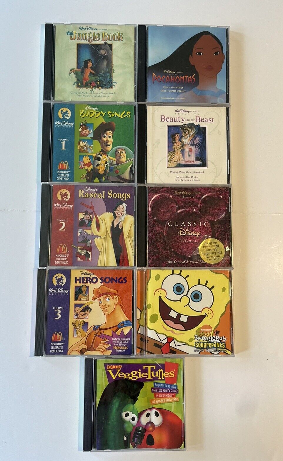 Kids Children CD Lot 9 Disks Music Disney SpongeBob Veggie tails 
