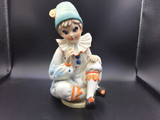 Vintage Porcelain Spinning Clown Music Box 7” Circus Little Girl Handpainted picture