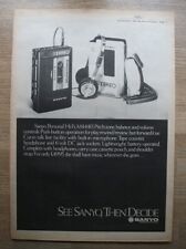 SANYO PERSONAL CASSETTE PLAYER - 1981  MUSIC PRESS ADVERT 16 x 11 inches picture