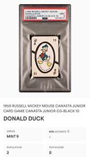 RARE VINTAGE 1950s RUSSELL MICKEY MOUSE DONALD DUCK CANASTA CARD PSA 9 MINT picture