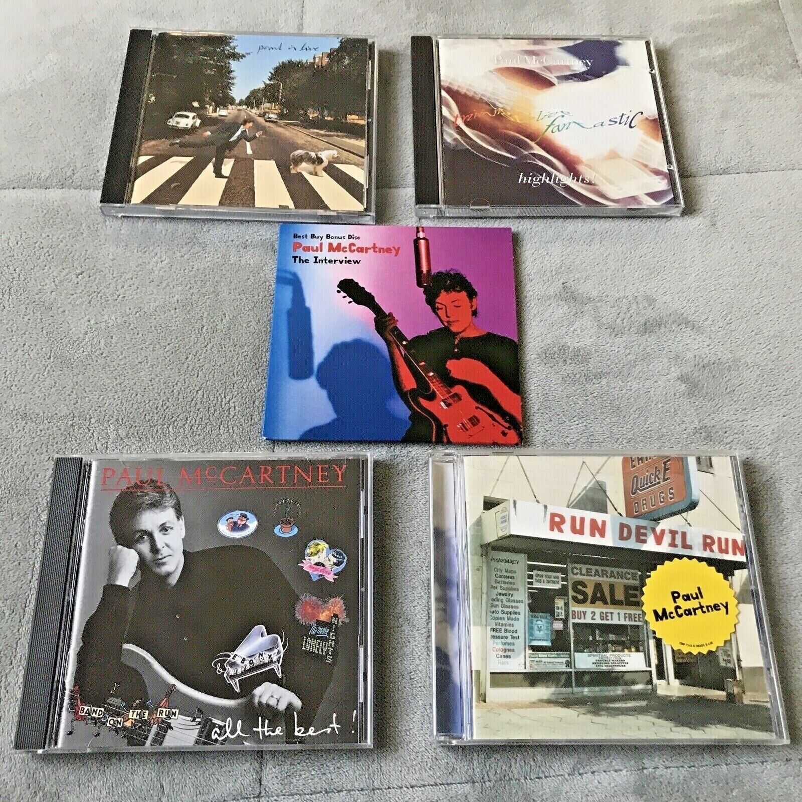 Set of 5 Paul McCartney CDs, All The Best, Paul Is Live, Run Devil Run,Interview