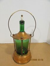 Vintage COPPER Green Glass Decanter Bottle MUSIC BOX  Germany picture